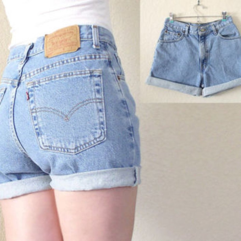 Levi's High Waisted Light Wash Denim Shorts